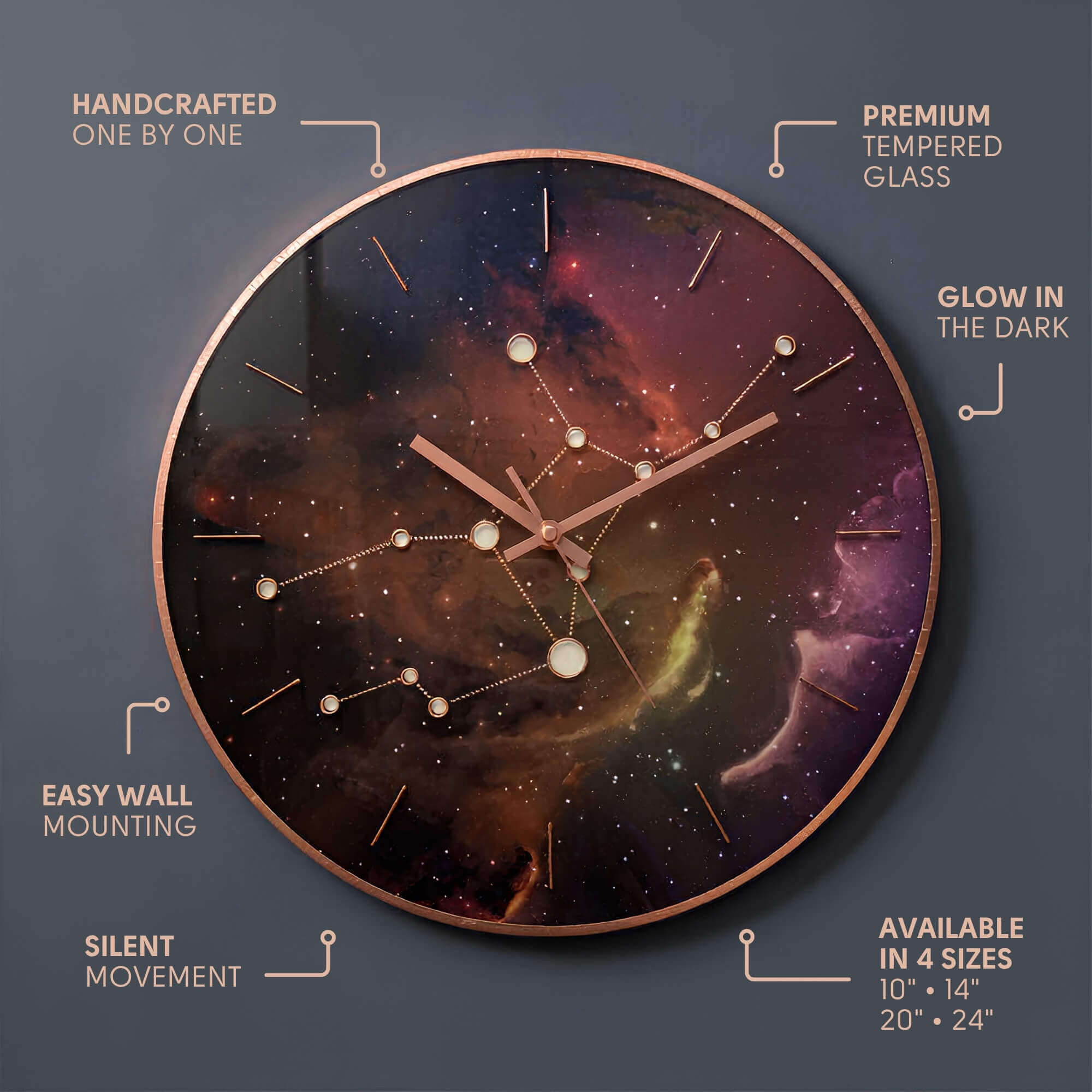 virgo glass wall clock