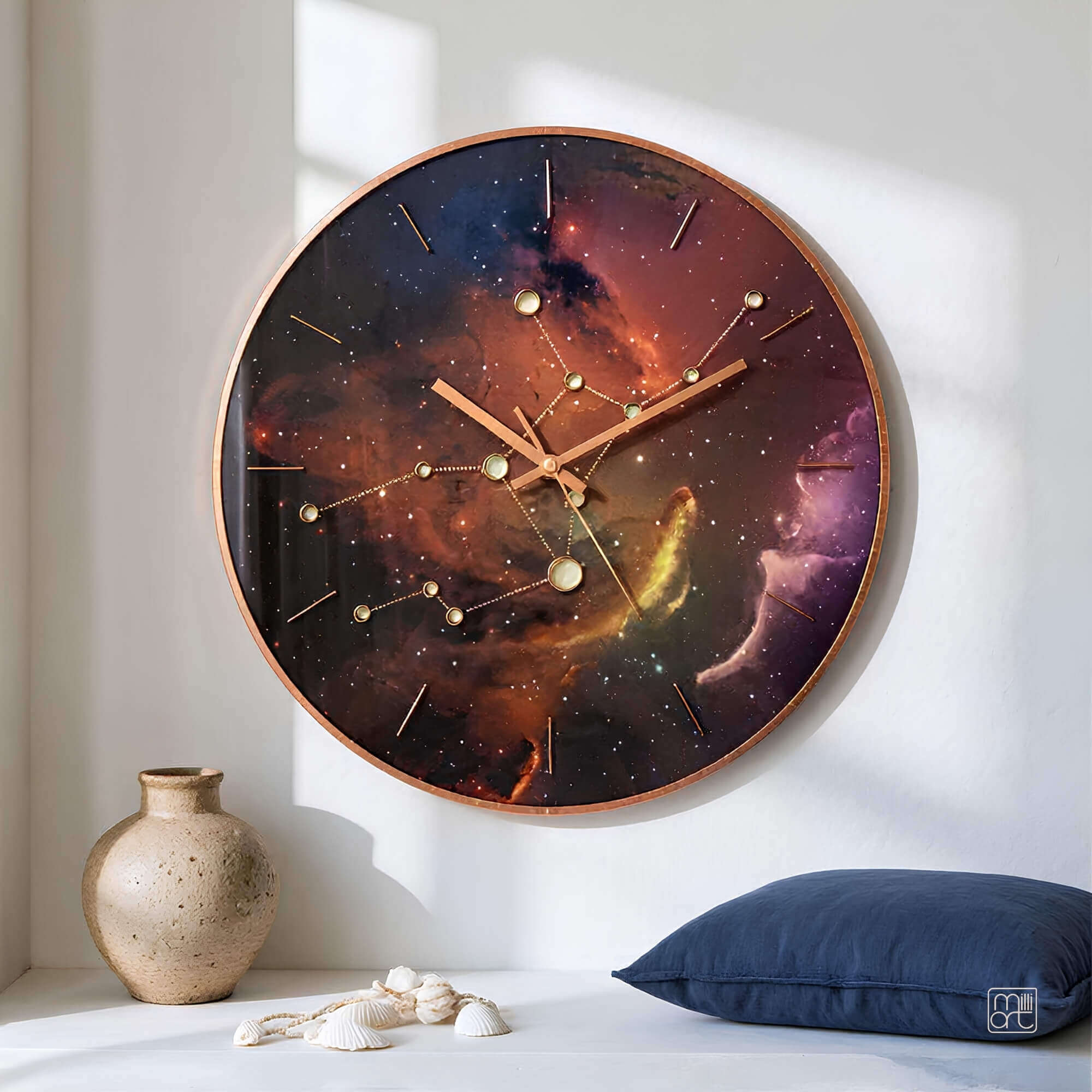 virgo glass wall clock