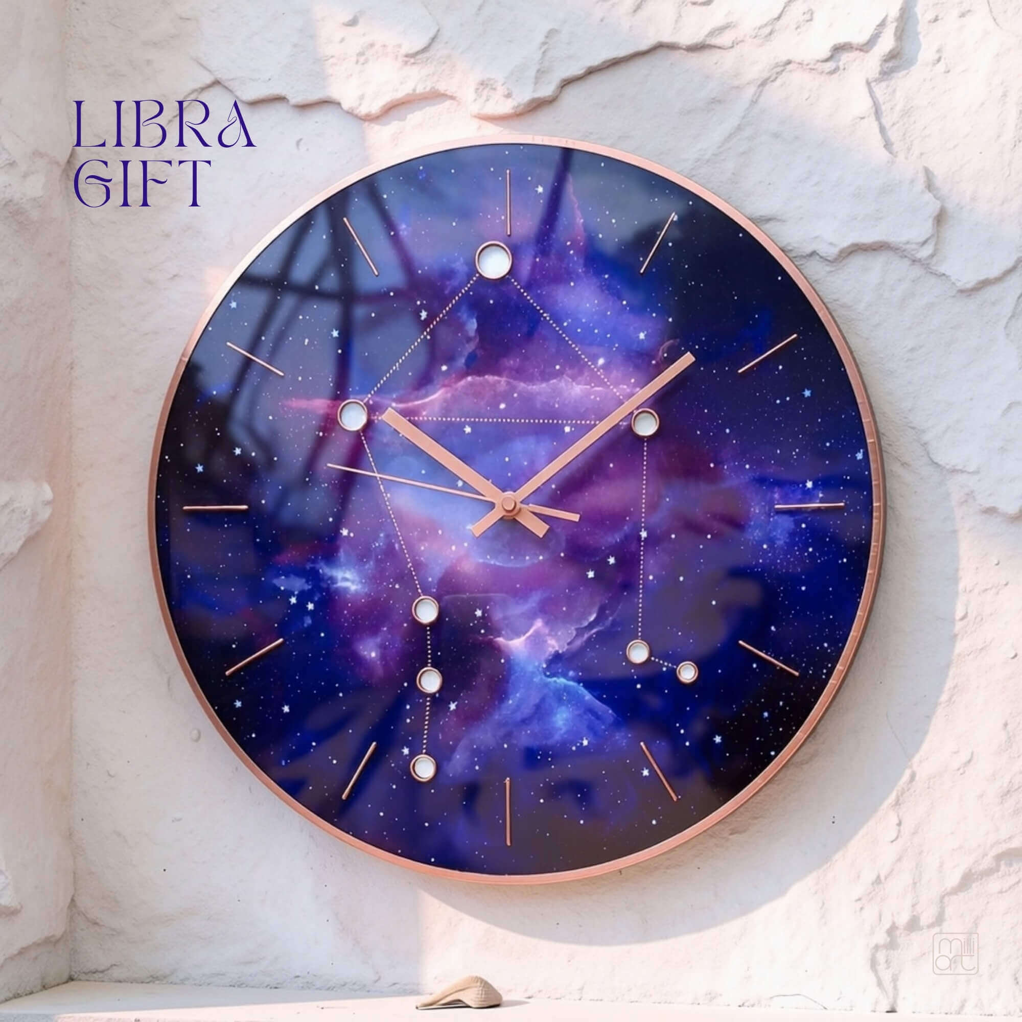 Libra Zodiac Glass Wall Clock