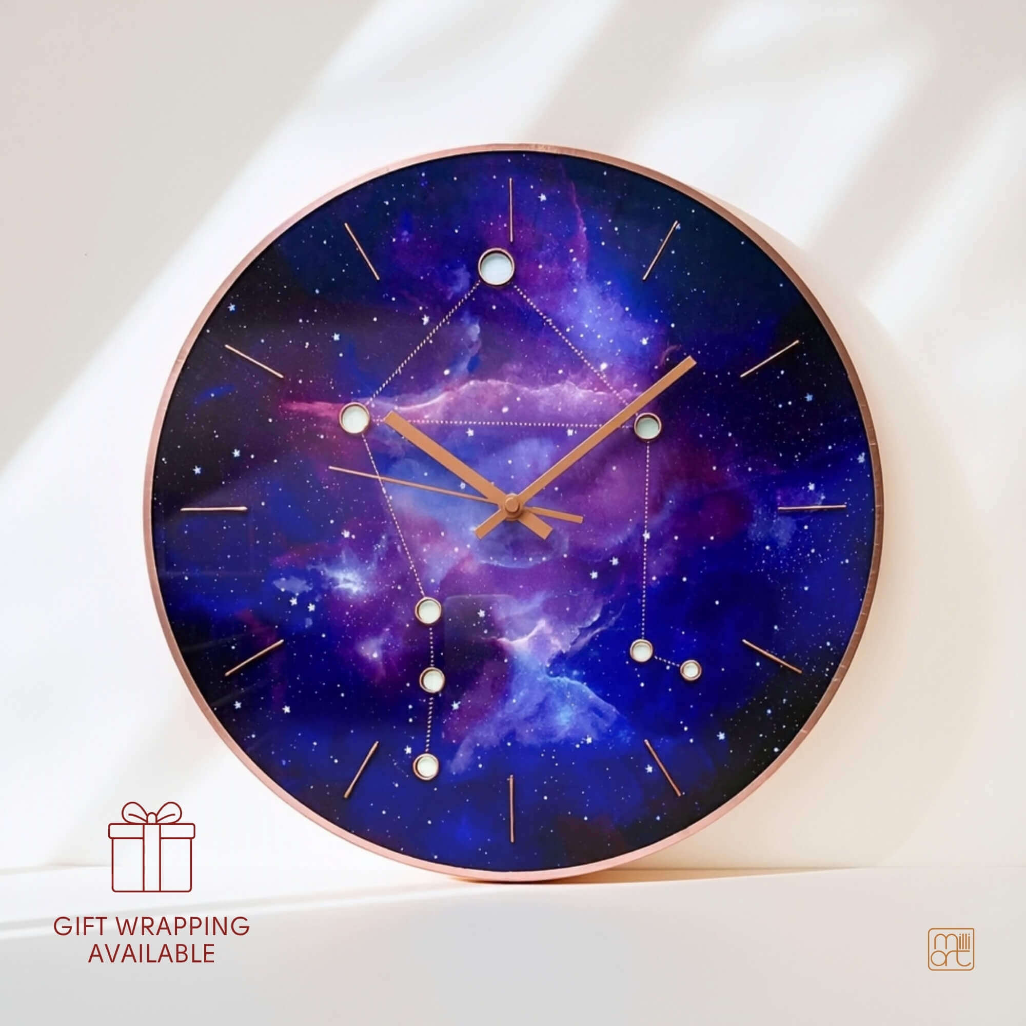 Libra Zodiac Glass Wall Clock