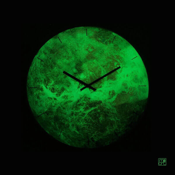 Venus wall clock, glow in the dark celestial decor, planet venus, milliart glass