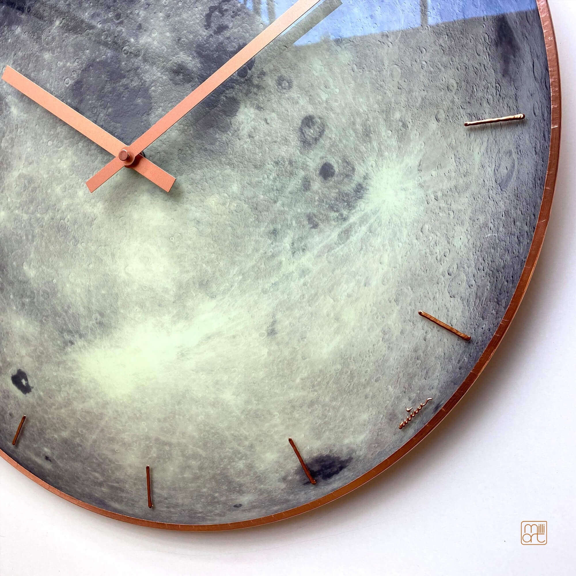 Moon glass wall clock, glow in the dark celestial decor, planet Moon, milliart glass, Astrology Gift