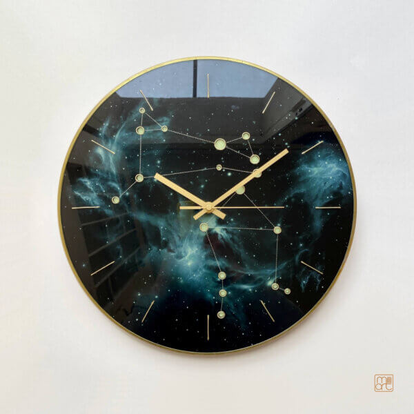 Zodiac Constellation Wall Clock Aries and Libra Glow in the dark